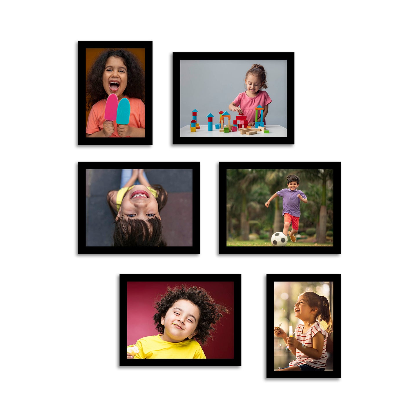 FRAME RANG Set of 6 Black Photo Frames (4 – 5x7 Inch, 2 – 4x6 Inch) | Wall Photo Frame Set for Gallery Wall & Home Décor