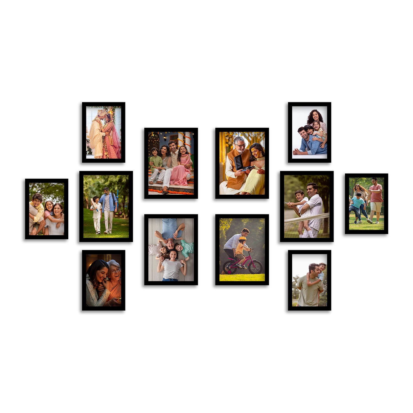 FRAME RANG Set of 12 Black Photo Frames (6 – 5x7 Inch, 6 – 4x6 Inch) | Wall Photo Frame Set for Gallery Wall & Home Décor