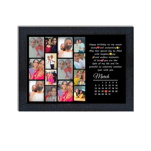 FRAME RANG Custom Photo Frame with Calendar Date & Text | Personalised Black Frame for Birthday, Anniversary & Special Occasions