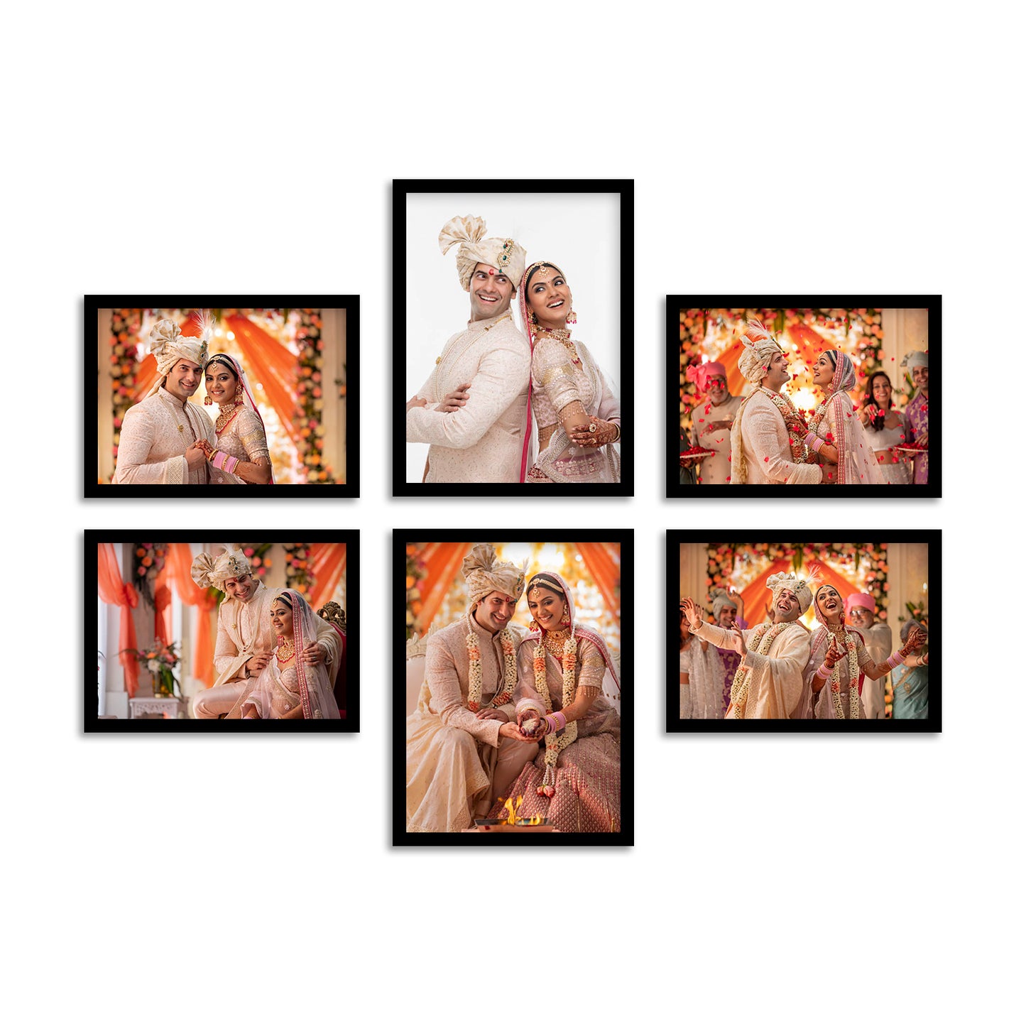 FRAME RANG Set of 6 Black Photo Frames (2 – 6x8 Inch, 4 – 5x7 Inch) | Wall Photo Frame Set for Gallery Wall & Home Décor