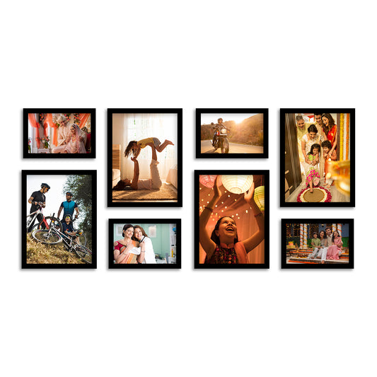 FRAME RANG Set of 8 Black Photo Frames (4 – 6x8 Inch, 4 – 4x6 Inch) | Wall Photo Frame Set for Gallery Wall & Home Décor