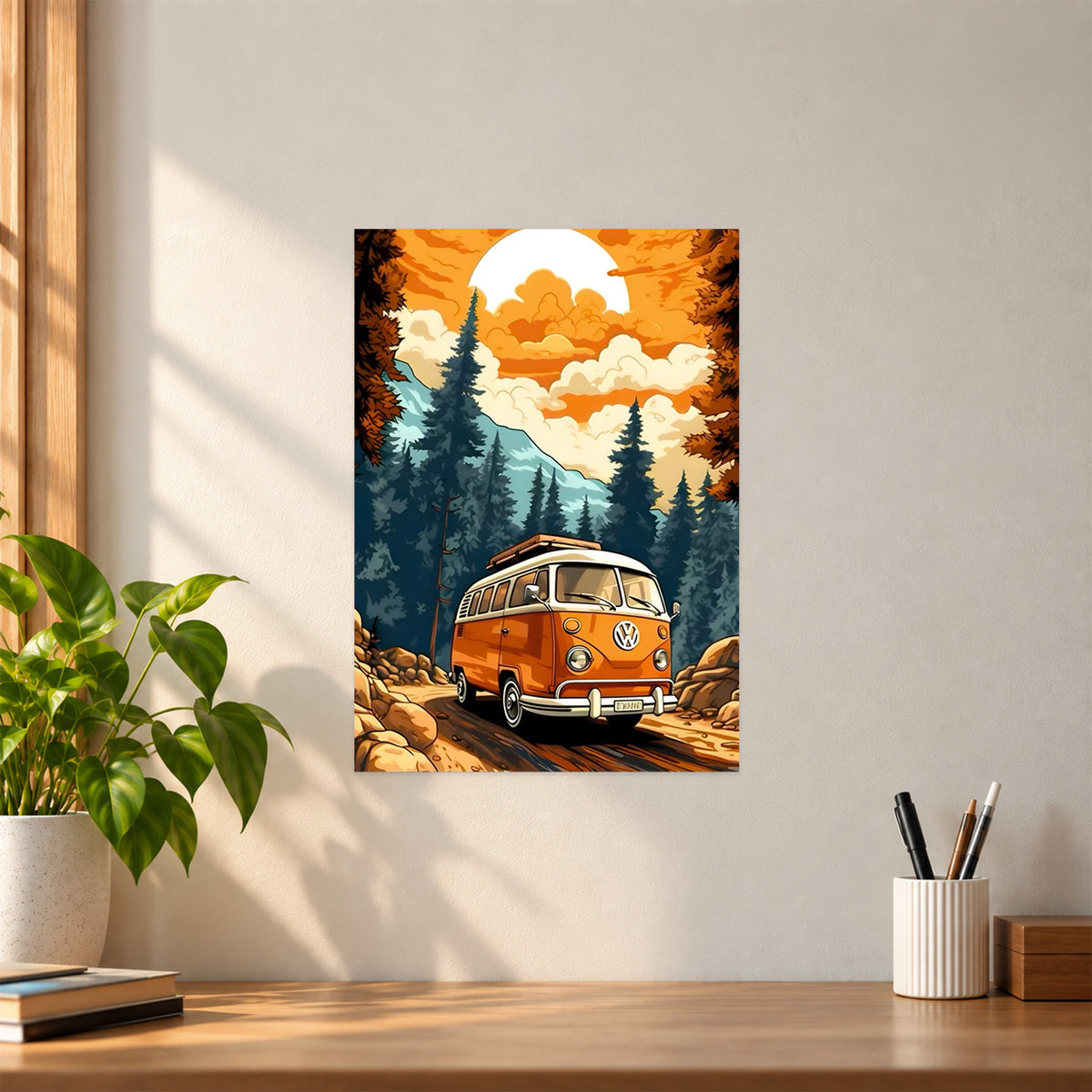 Artistic || Volkswagen in Jungle Poster | Vintage Car Wall Art