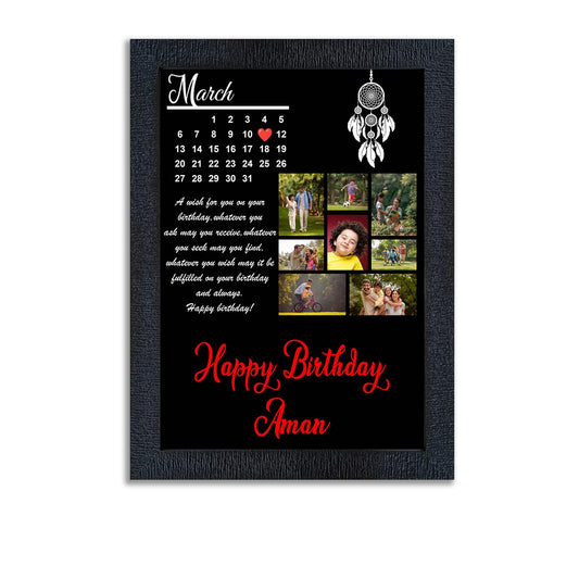 FRAME RANG Personalised Photo Frame with Calendar & Custom Text | Black Frame Gift for Birthday, Anniversary & Special Dates