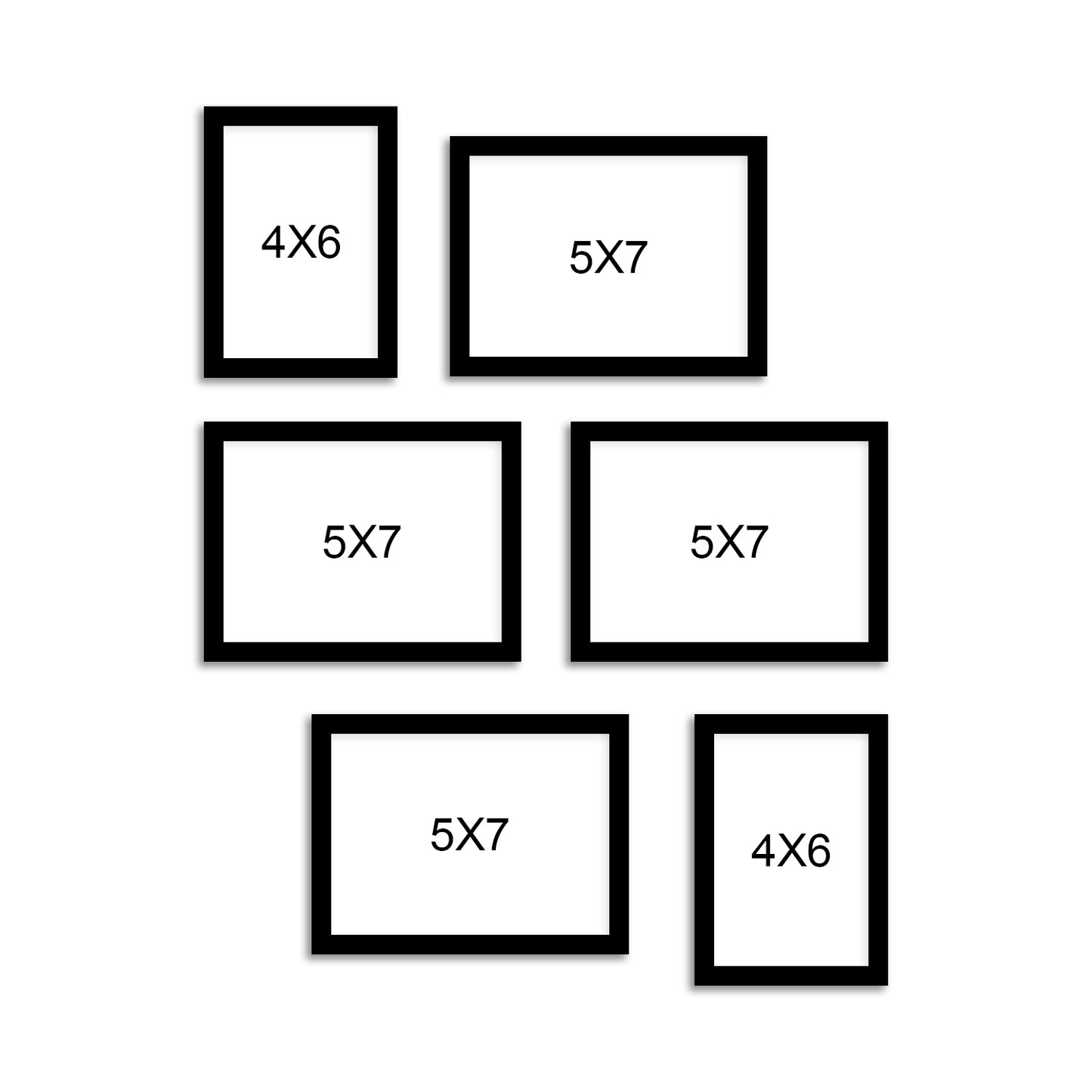 FRAME RANG Set of 6 Black Photo Frames (4 – 5x7 Inch, 2 – 4x6 Inch) | Wall Photo Frame Set for Gallery Wall & Home Décor