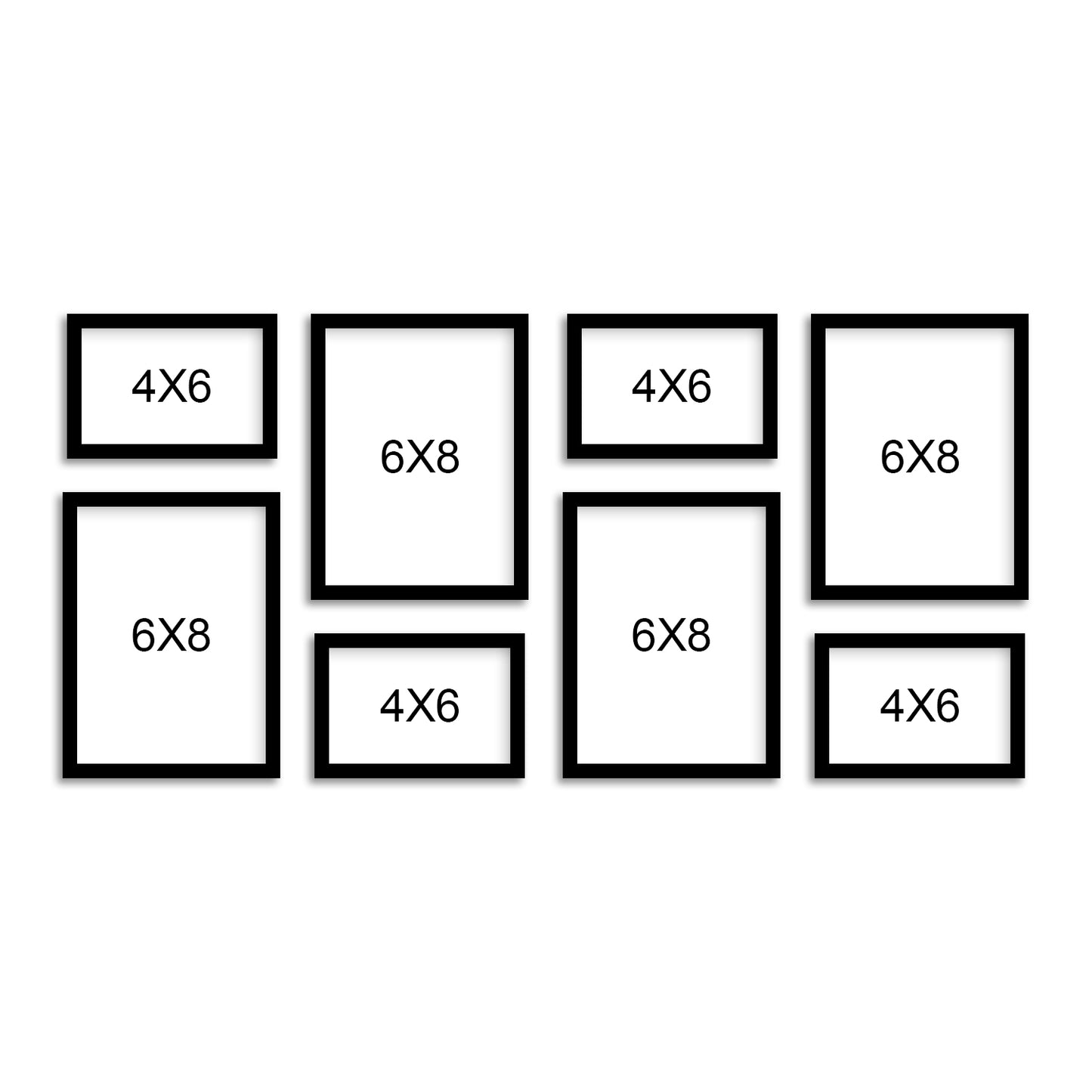 FRAME RANG Set of 8 Black Photo Frames (4 – 6x8 Inch, 4 – 4x6 Inch) | Wall Photo Frame Set for Gallery Wall & Home Décor