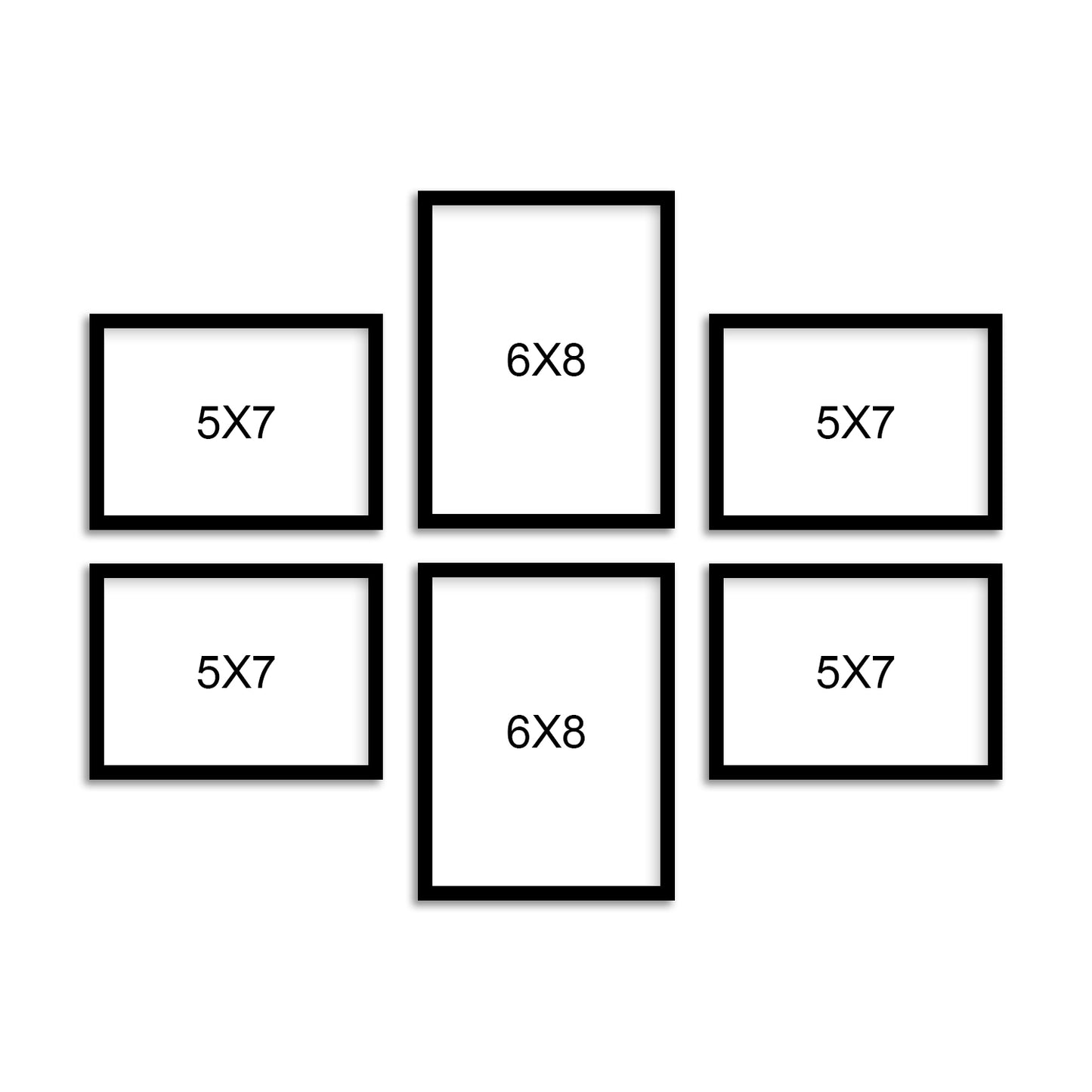 FRAME RANG Set of 6 Black Photo Frames (2 – 6x8 Inch, 4 – 5x7 Inch) | Wall Photo Frame Set for Gallery Wall & Home Décor