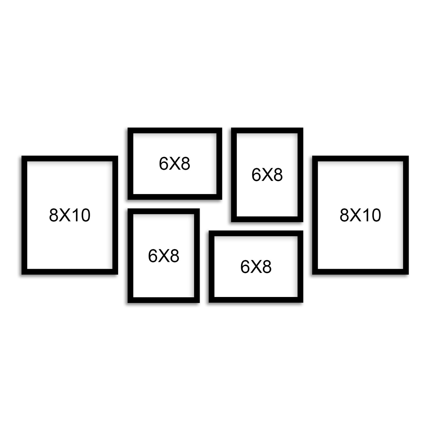 FRAME RANG Set of 6 Black Photo Frames (2 – 8x10 Inch, 4 – 6x8 Inch) | Wall Photo Frame Set for Gallery Wall & Home Décor