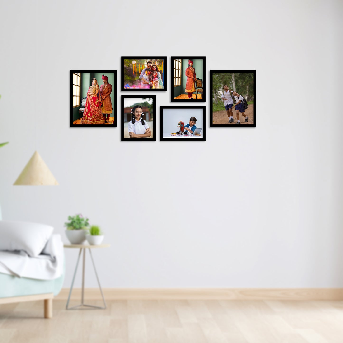 FRAME RANG Set of 6 Black Photo Frames (2 – 8x10 Inch, 4 – 6x8 Inch) | Wall Photo Frame Set for Gallery Wall & Home Décor