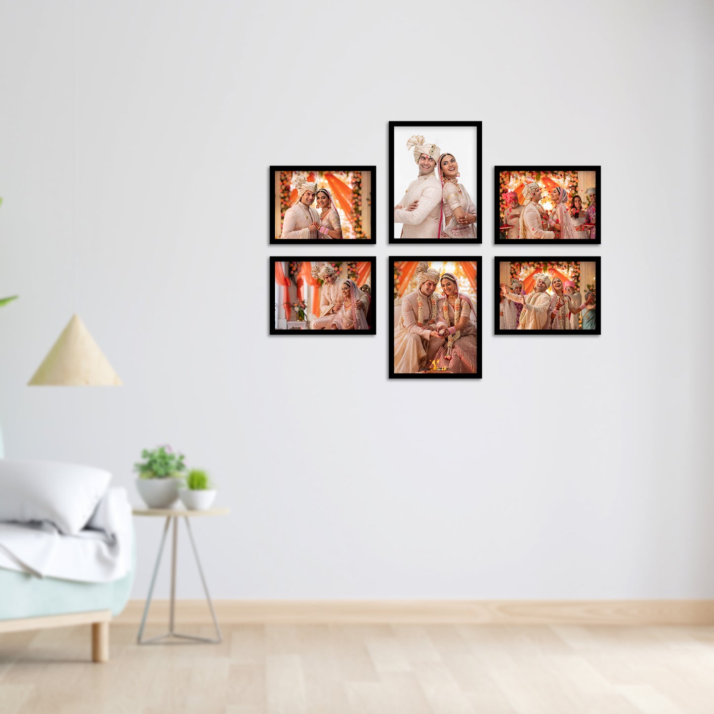 FRAME RANG Set of 6 Black Photo Frames (2 – 6x8 Inch, 4 – 5x7 Inch) | Wall Photo Frame Set for Gallery Wall & Home Décor