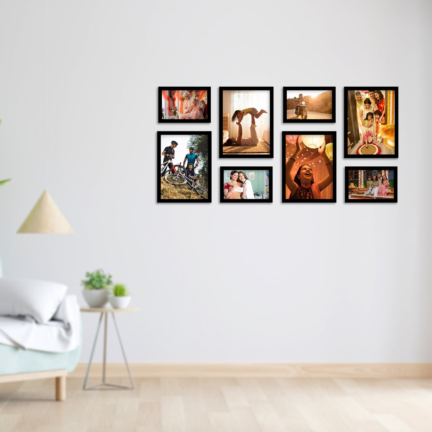 FRAME RANG Set of 8 Black Photo Frames (4 – 6x8 Inch, 4 – 4x6 Inch) | Wall Photo Frame Set for Gallery Wall & Home Décor