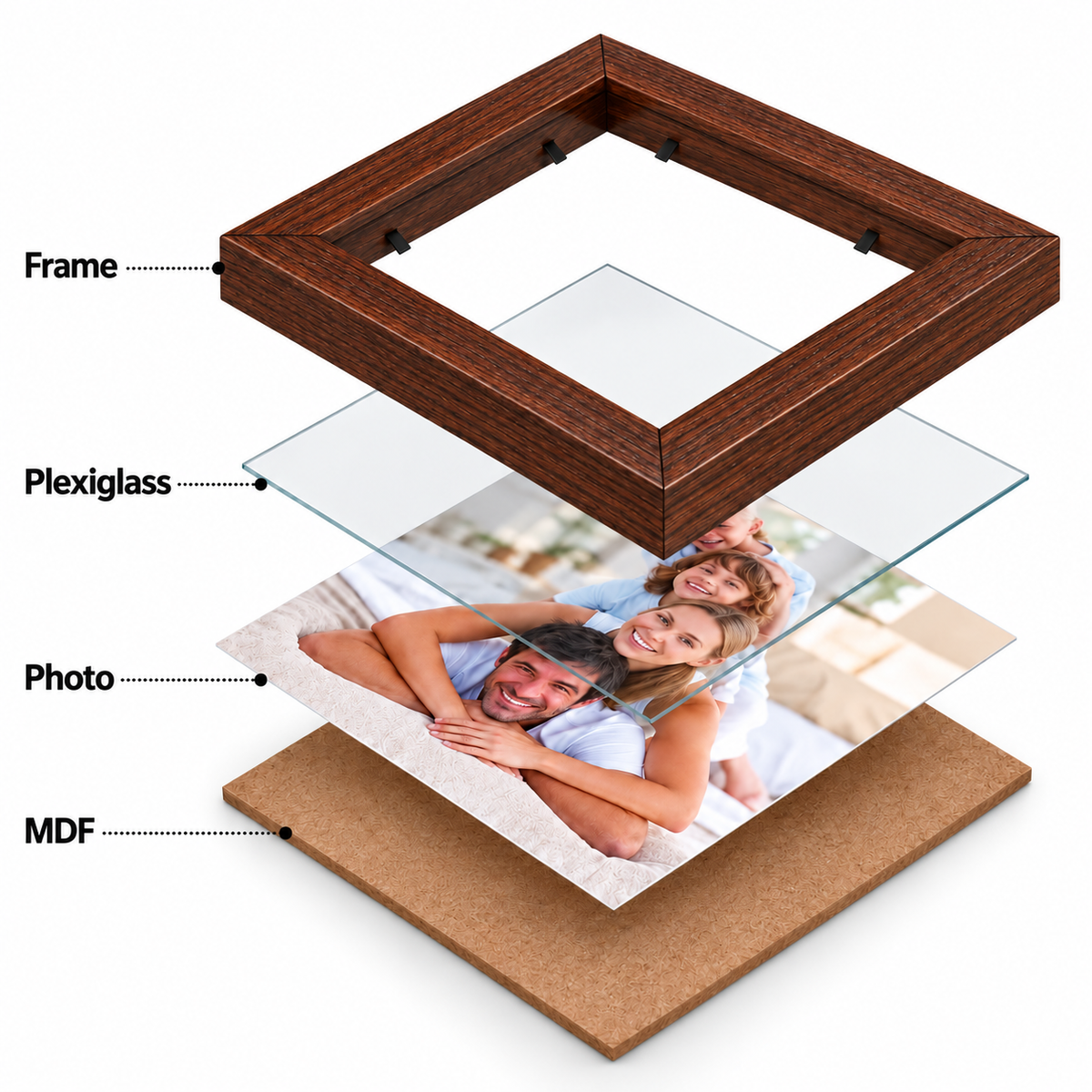 Photo Frames 4x4 inch Set Of Frames , Brown Wood Wall Frames