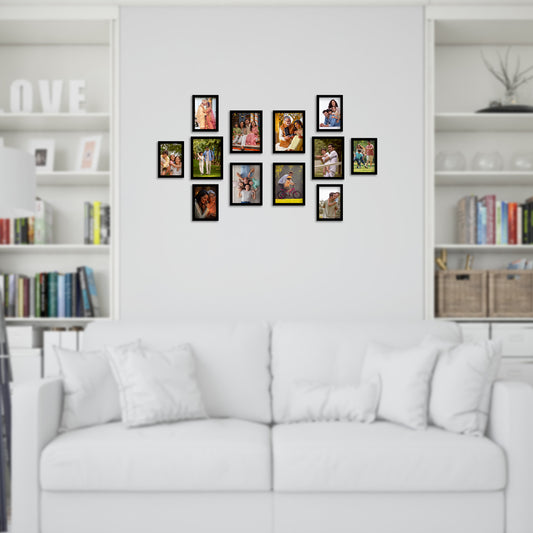 FRAME RANG Set of 12 Black Photo Frames (6 – 5x7 Inch, 6 – 4x6 Inch) | Wall Photo Frame Set for Gallery Wall & Home Décor