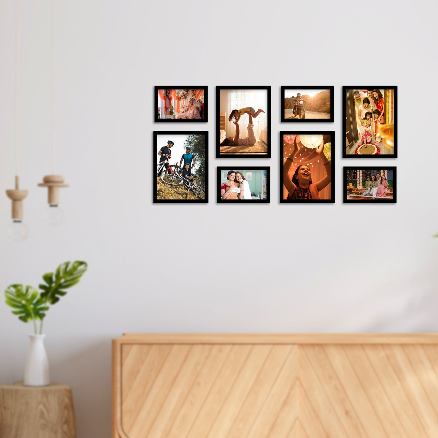 FRAME RANG Set of 8 Black Photo Frames (4 – 6x8 Inch, 4 – 4x6 Inch) | Wall Photo Frame Set for Gallery Wall & Home Décor