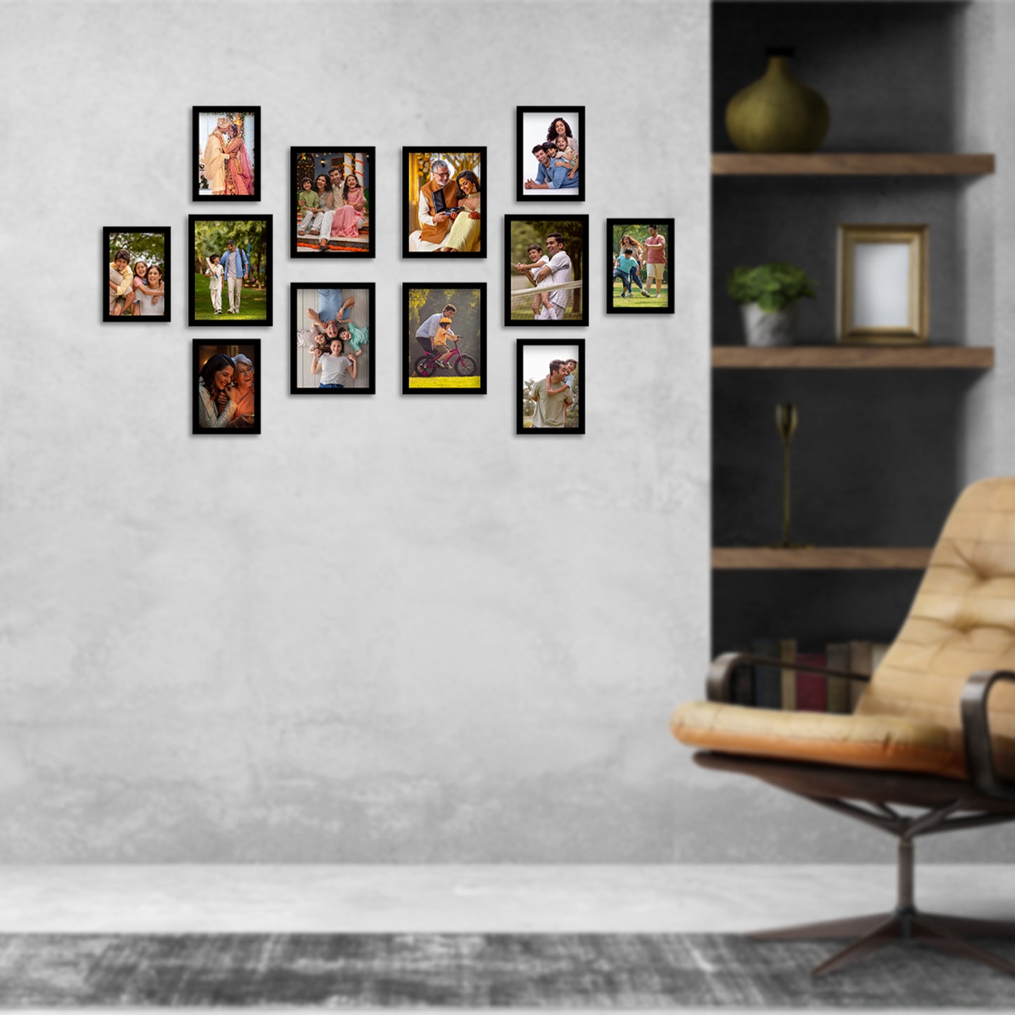 FRAME RANG Set of 12 Black Photo Frames (6 – 5x7 Inch, 6 – 4x6 Inch) | Wall Photo Frame Set for Gallery Wall & Home Décor
