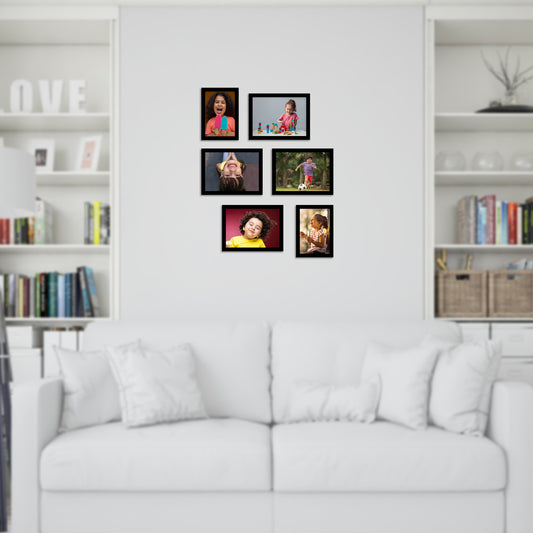 FRAME RANG Set of 6 Black Photo Frames (4 – 5x7 Inch, 2 – 4x6 Inch) | Wall Photo Frame Set for Gallery Wall & Home Décor