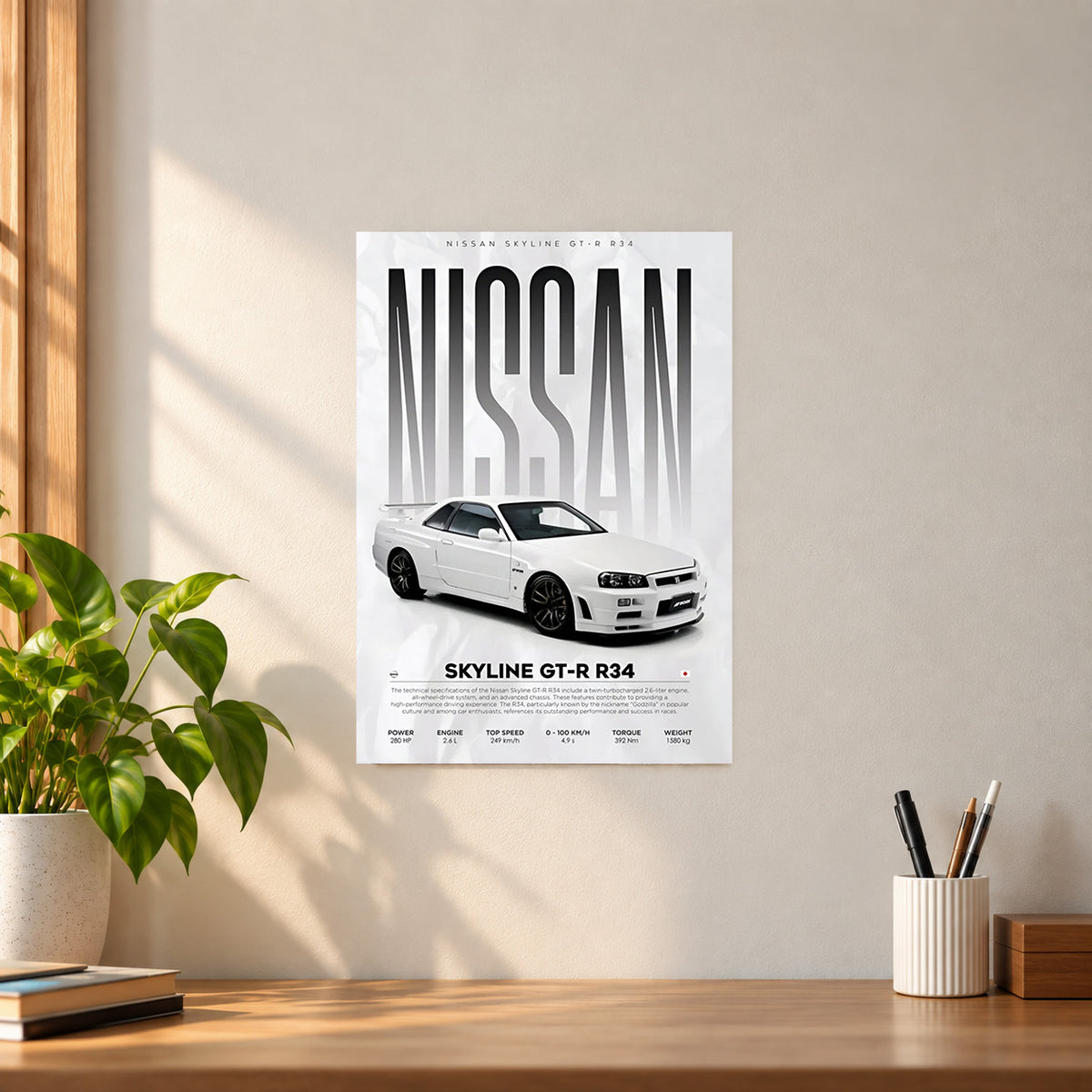 Car Nissan Skyline GT-R R34 Poster || JDM Car Wall Art