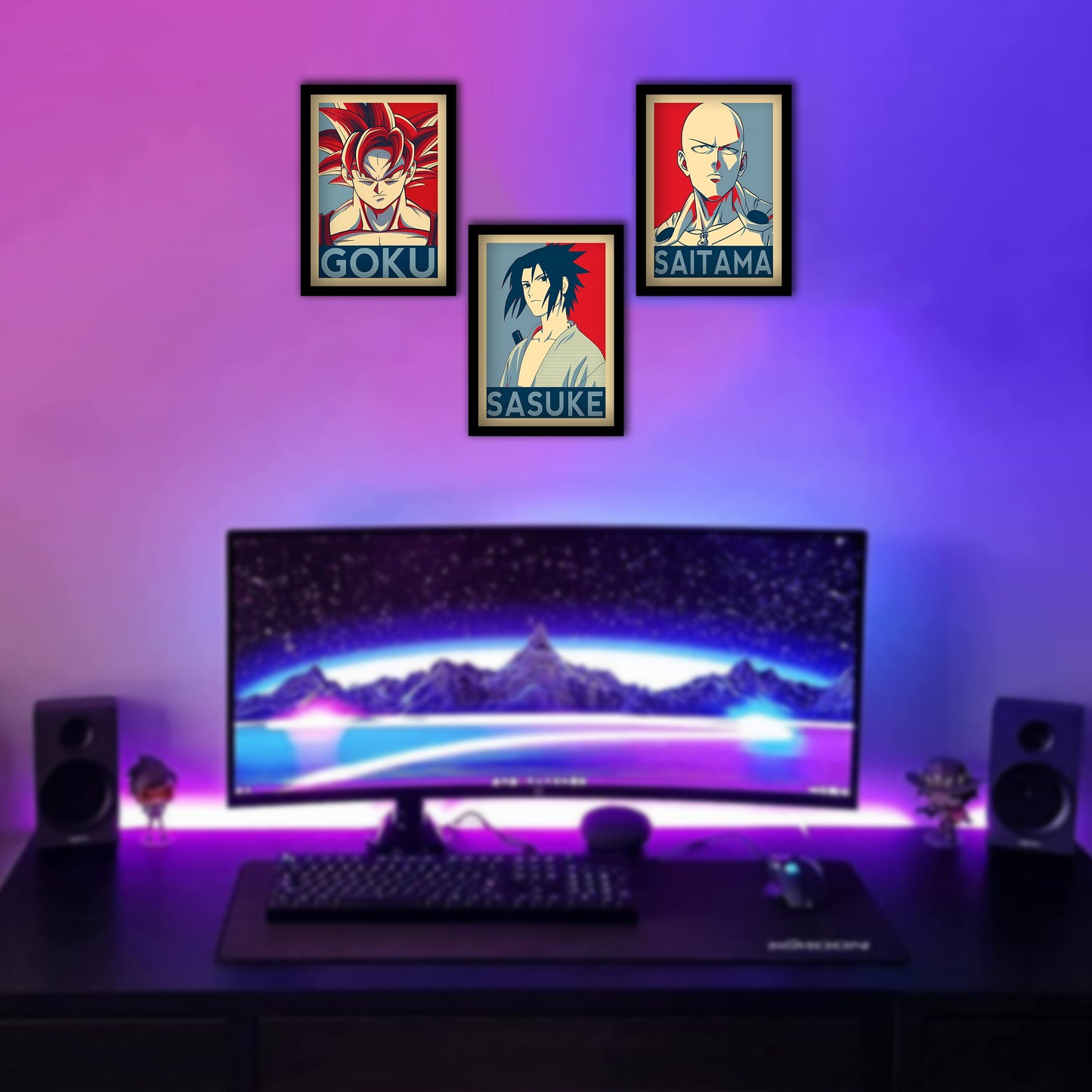 Anime Frames Combo Goku, Sasuke (3pcs:- 13*9inch)