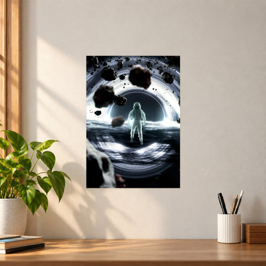 Artistic Astronaut & Black Hole Poster || Space Wall Art
