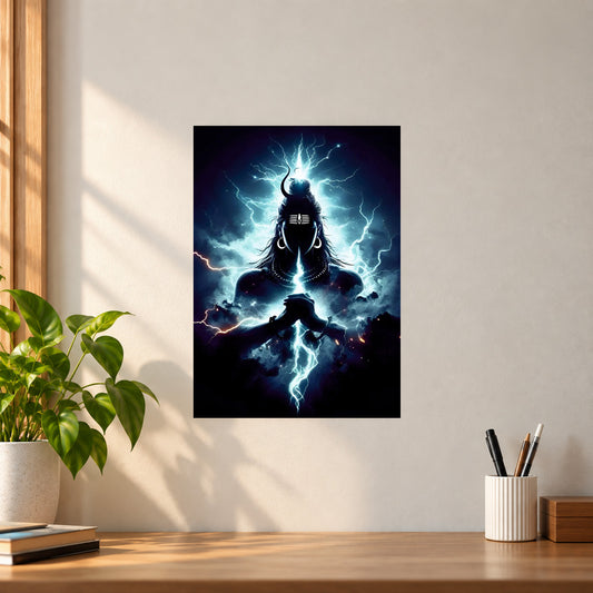 Spiritual Lord Shiva Lightning Poster || Mahadev Spiritual Wall Art