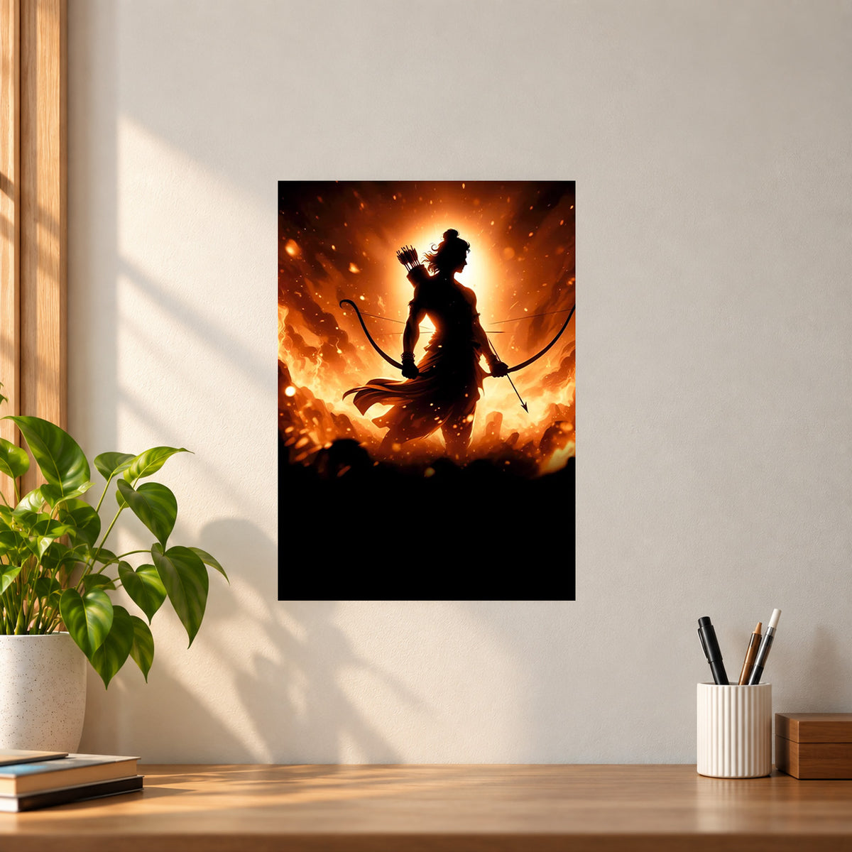 Spiritual Lord Ram Ji with Dhanush Poster || Hindu Devotional Art