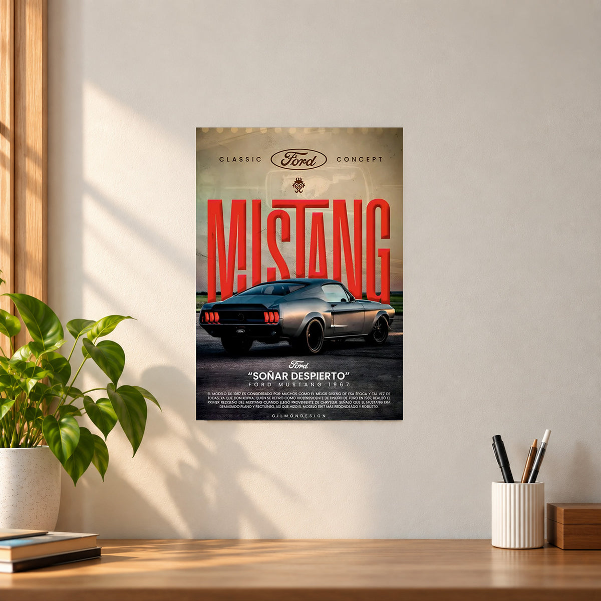 Car 1967 Ford Mustang Poster || Classic Car Wall Art