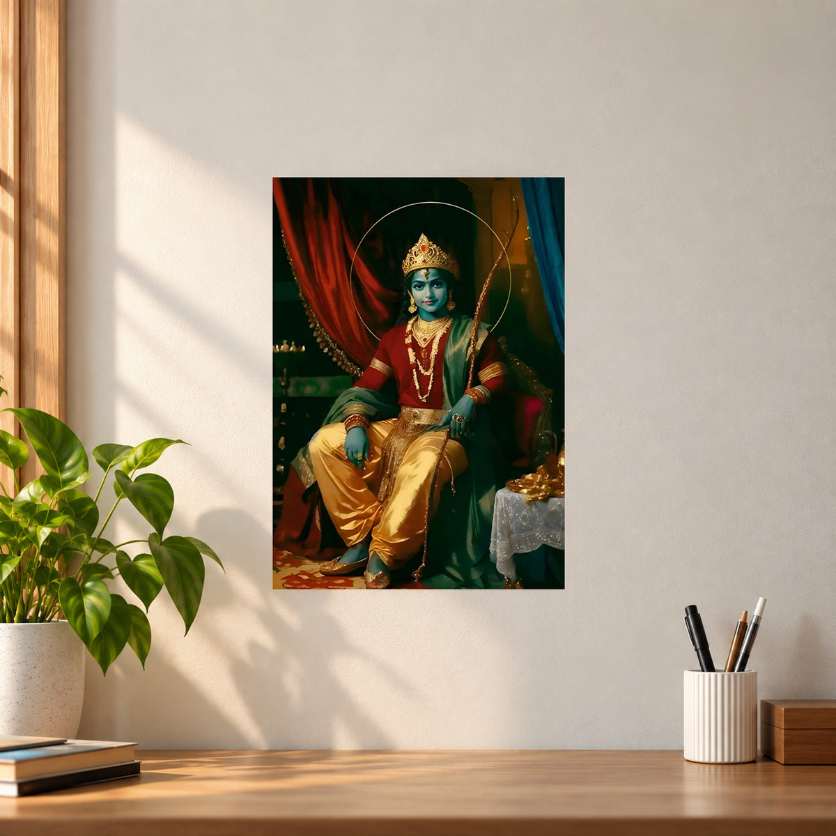 Spiritual Lord Krishna Sitting Poster || Spiritual Wall Art