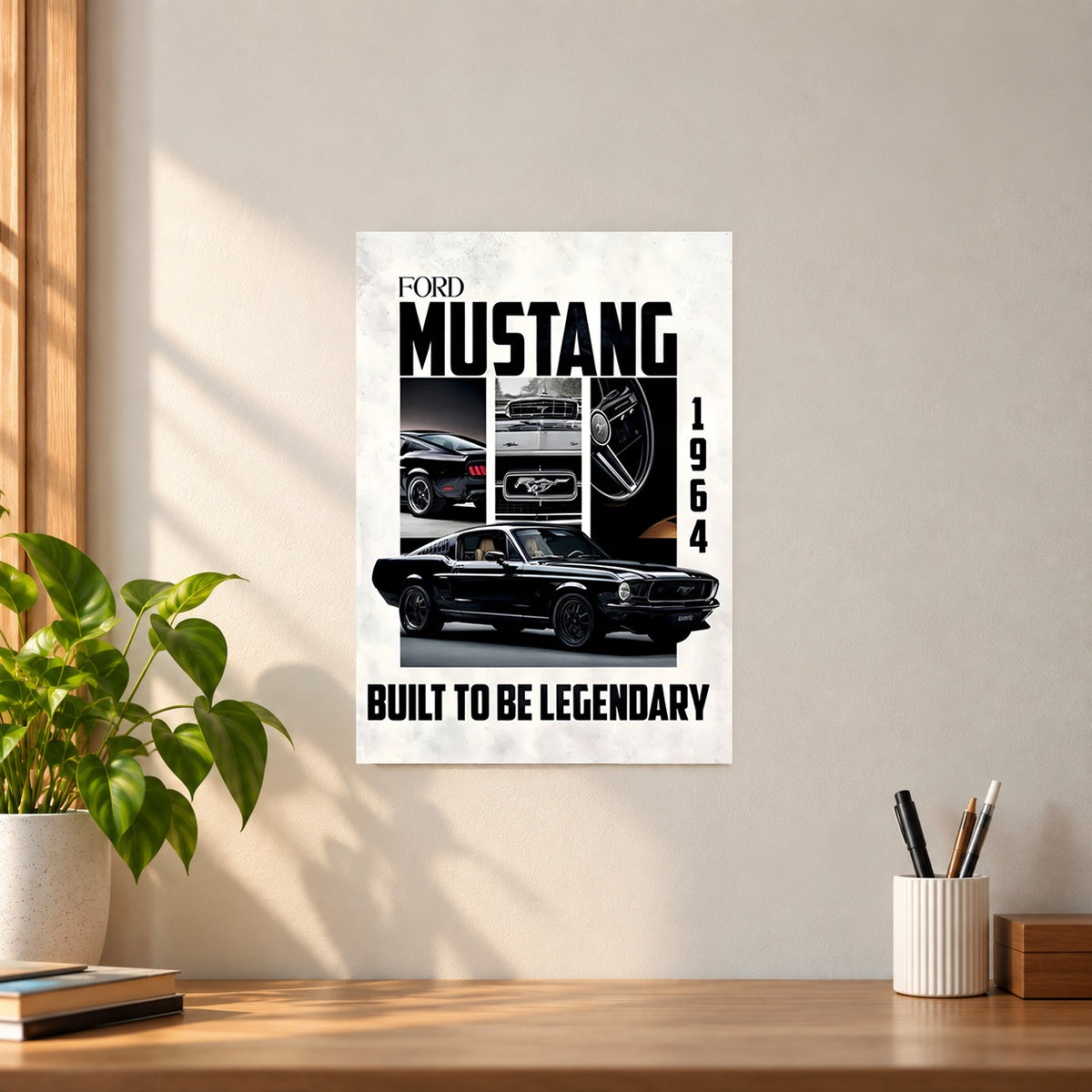 Car Ford Mustang 1964 Poster || Classic Car Wall Art