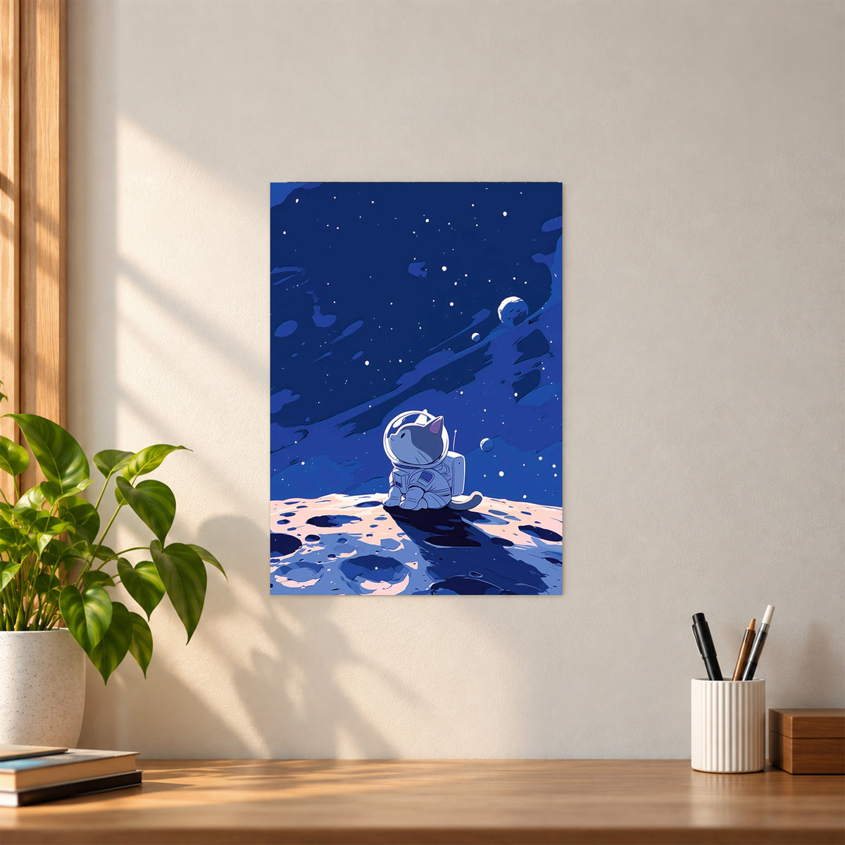 Artistic Cat Astronaut Poster || Space & Cat Wall Art