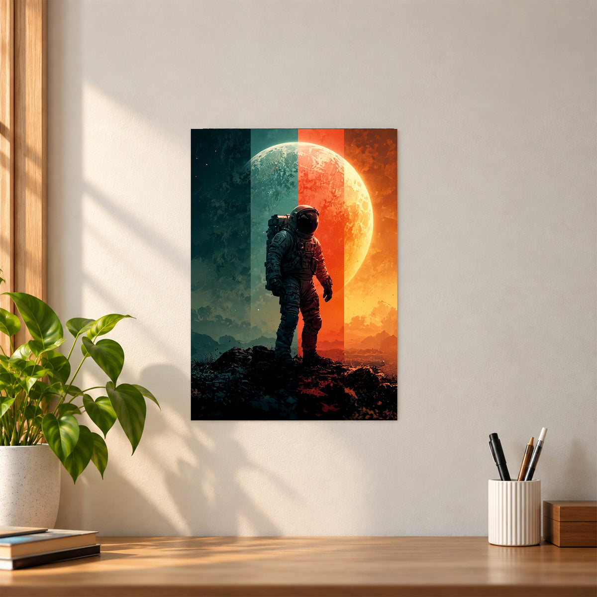Artistic Moon & Astronaut Poster || Space & Cosmic Wall Art