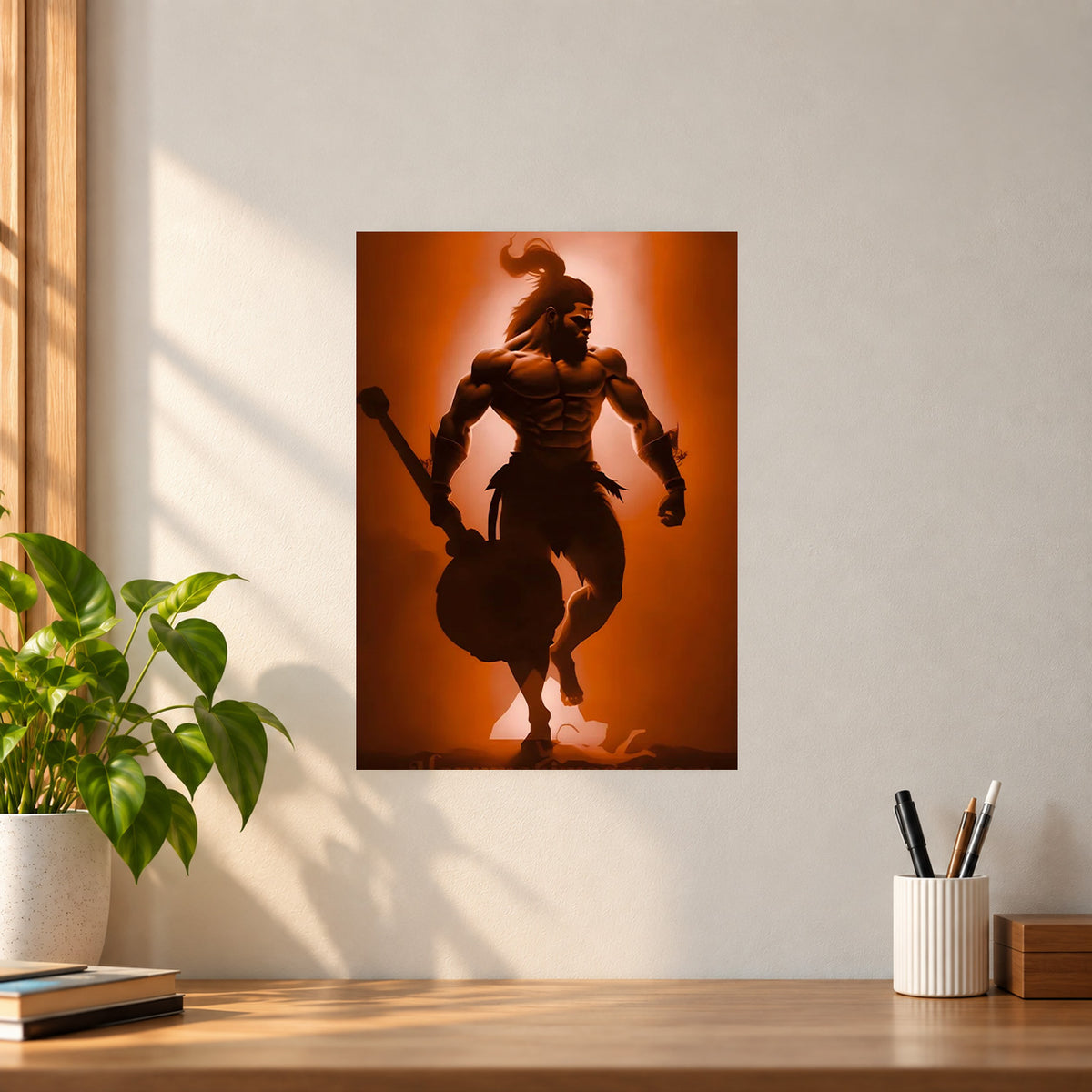Spiritual Hanuman Ji with Gada Poster || Spiritual Hindu Wall Art