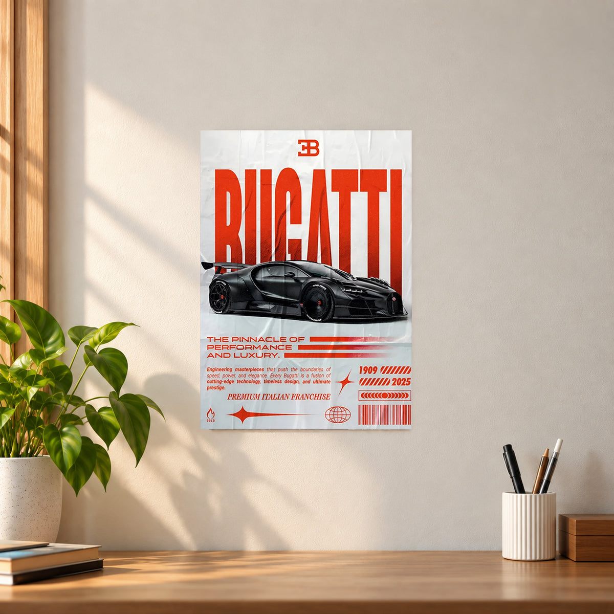 Car Bugatti Poster || Luxury Supercar Wall Art