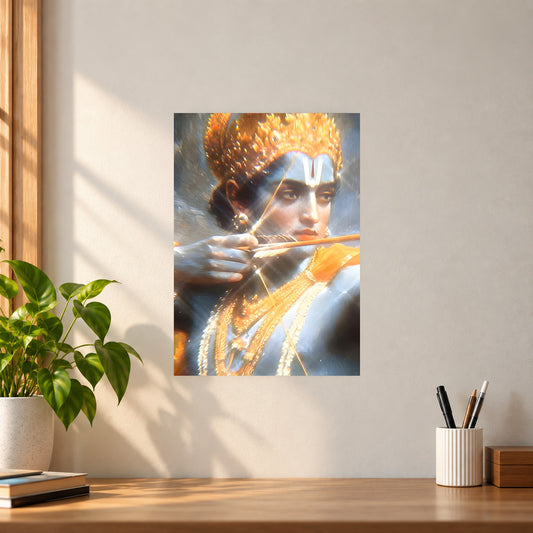Spiritual Lord Krishna Glowing Poster || Spiritual Wall Art