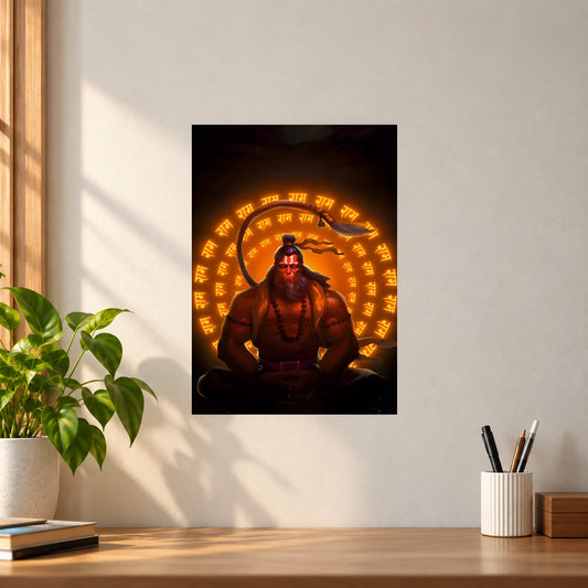 Spiritual Hanuman Ji Meditating Poster || Hindu Spiritual Wall Art