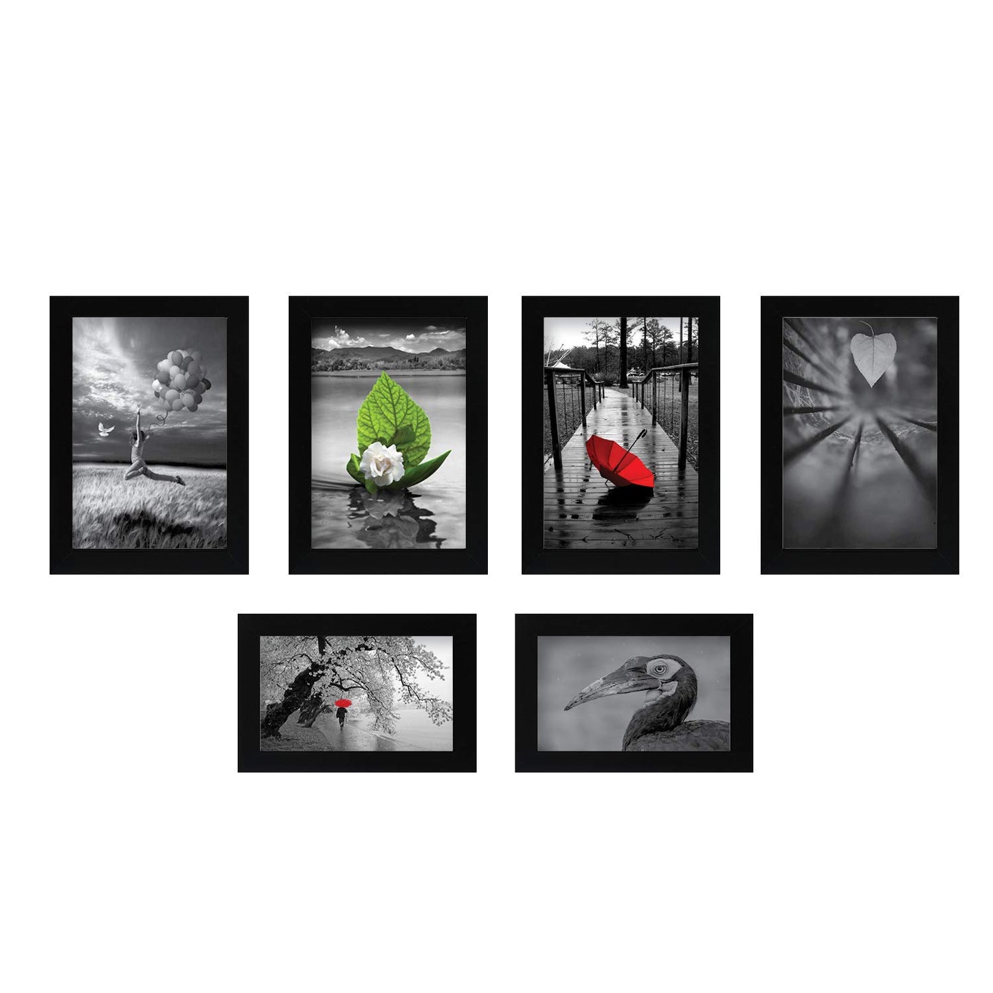 FRAME RANG Set of 6 Black Photo Frames (4 – 5x7 Inch, 2 – 4x6 Inch) | Wall Photo Frame Set for Gallery Wall & Home Décor