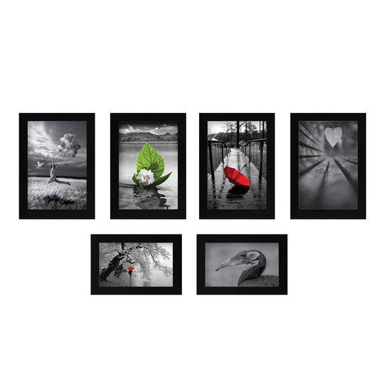 FRAME RANG Set of 6 Black Photo Frames (4 – 5x7 Inch, 2 – 4x6 Inch) | Wall Photo Frame Set for Gallery Wall & Home Décor