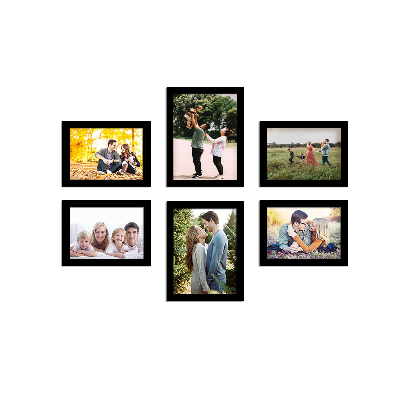 FRAME RANG Set of 6 Black Photo Frames (2 – 6x8 Inch, 4 – 5x7 Inch) | Wall Photo Frame Set for Gallery Wall & Home Décor