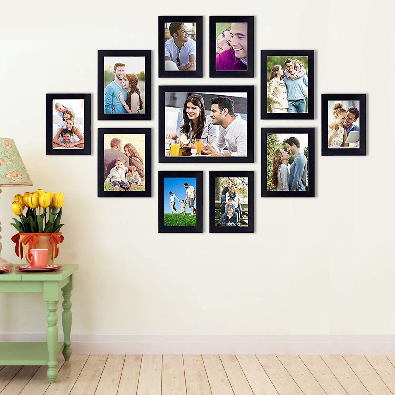FRAME RANG Set of 11 Black Photo Frames (1 – 8x10 Inch, 4 – 5x7 Inch, 6 – 4x6 Inch) | Wall Photo Frame Set for Gallery Wall & Home Décor