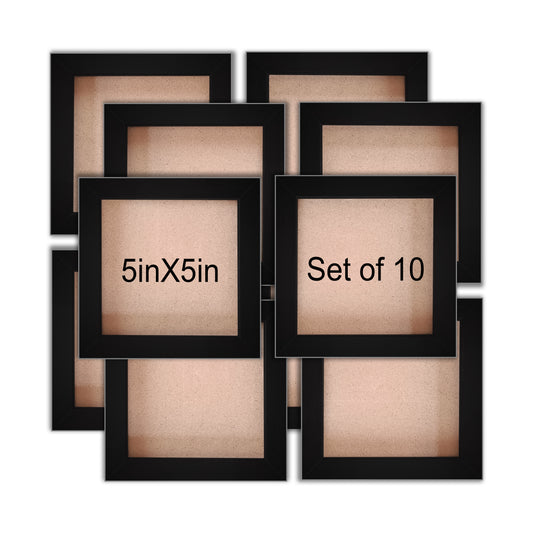 FRAME RANG Set of 10 Black/ White 5x5 Inch Mini Photo Frames | Wall & Tabletop Frame Set for Home & Décor