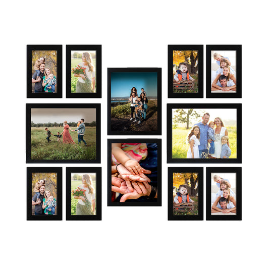 FRAME RANG Set of 12 Black Photo Frames (4 – 8x10 Inch, 8 – 5x7 Inch) | Wall Photo Frame Set for Gallery Wall & Home Décor