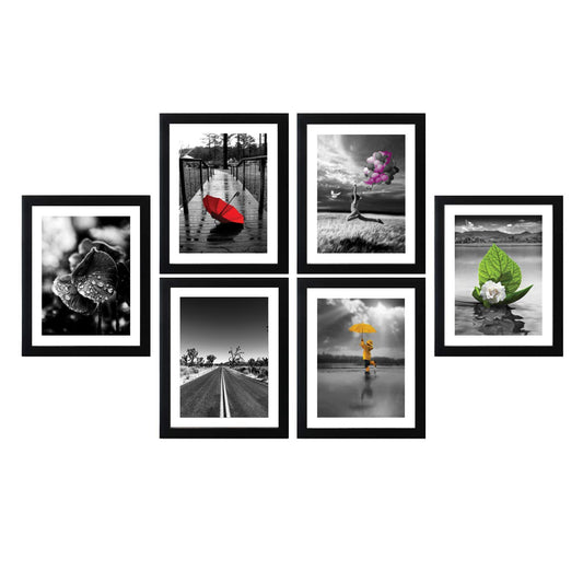 FRAME RANG Set of 6 Black Photo Frames (6 – 8x10 Inch) | Wall Photo Frame Set for Home Décor & Gallery Wall
