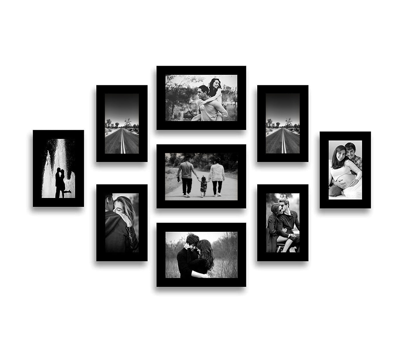 FRAME RANG Set of 9 Black Photo Frames (3 – 5x7 Inch, 6 – 4x6 Inch) | Wall Photo Frame Set for Gallery Wall & Home Décor