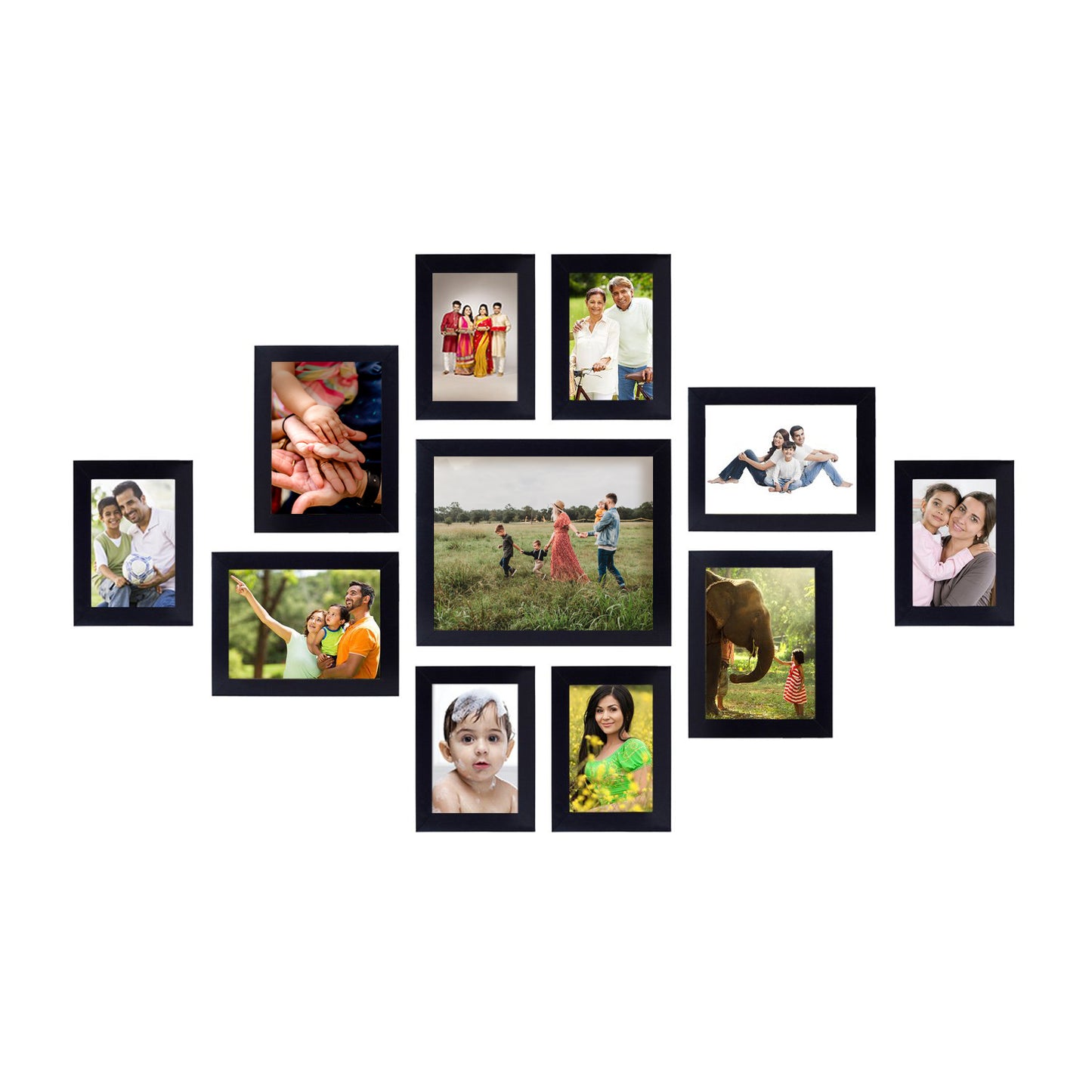 FRAME RANG Set of 11 Black Photo Frames (1 – 8x10 Inch, 4 – 5x7 Inch, 6 – 4x6 Inch) | Wall Photo Frame Set for Gallery Wall & Home Décor