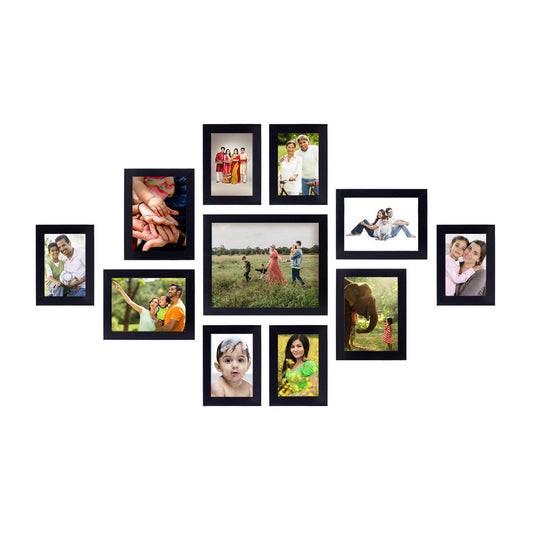 FRAME RANG Set of 11 Black Photo Frames (1 – 8x10 Inch, 4 – 5x7 Inch, 6 – 4x6 Inch) | Wall Photo Frame Set for Gallery Wall & Home Décor