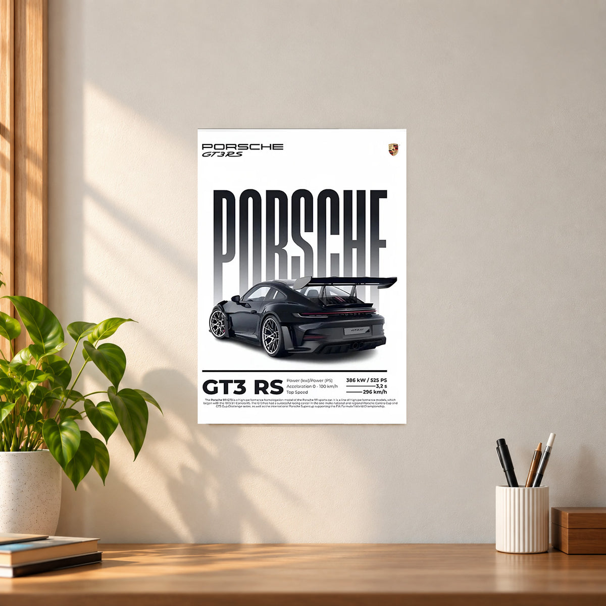 Car Porsche GT3 RS Poster || Sports Car Wall Art