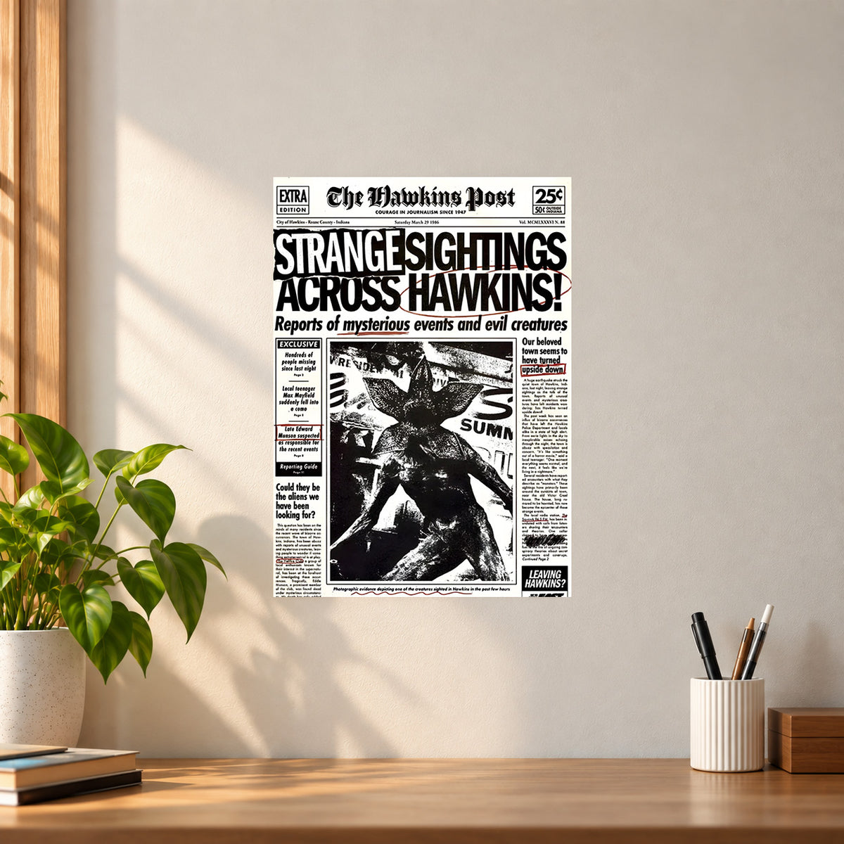 Web-Series Demogorgon News Poster || Stranger Things Inspired Wall Art