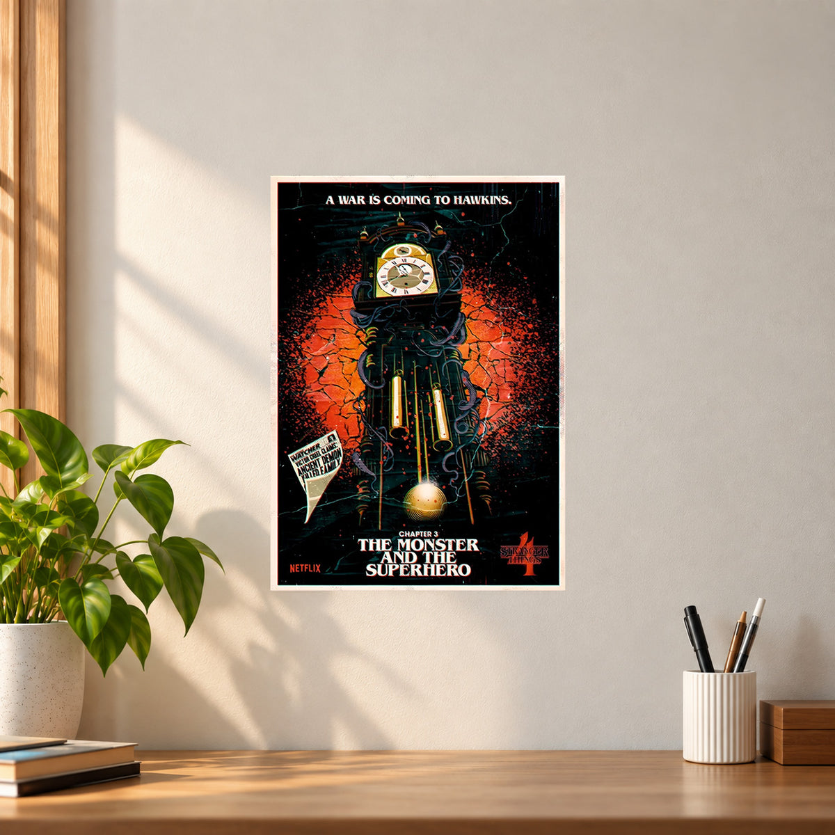 Web-Series Vecna Clock Poster || Stranger Things Web-Series Wall Art