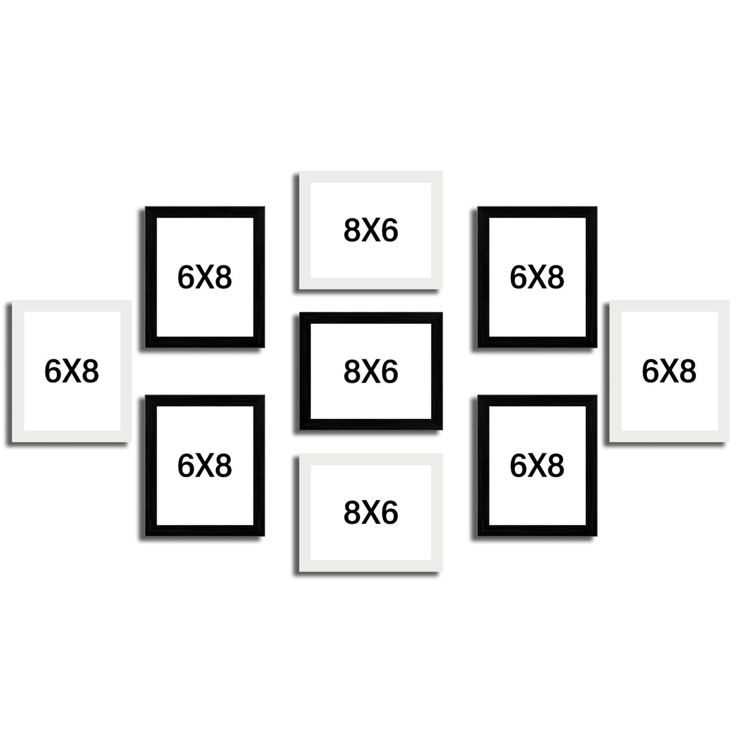 FRAME RANG Set of 9 Photo Frames (6x8 Inch) – 5 Black & 4 White | Wall Photo Frame Set for Gallery Wall & Home Décor
