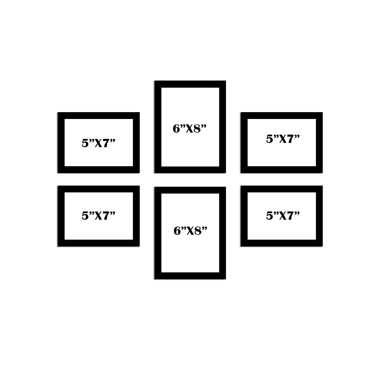 FRAME RANG Set of 6 Black Photo Frames (2 – 6x8 Inch, 4 – 5x7 Inch) | Wall Photo Frame Set for Gallery Wall & Home Décor