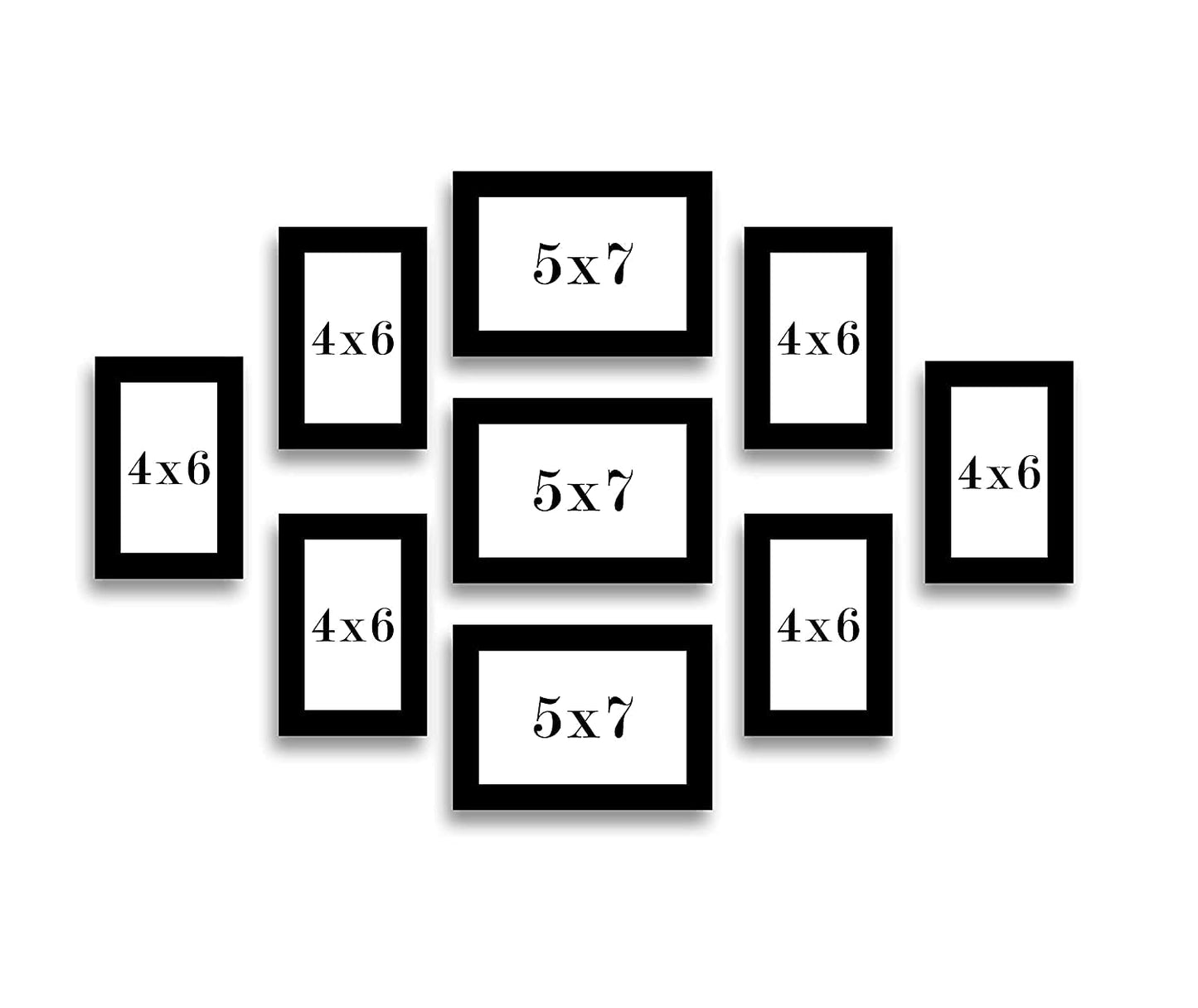 FRAME RANG Set of 9 Black Photo Frames (3 – 5x7 Inch, 6 – 4x6 Inch) | Wall Photo Frame Set for Gallery Wall & Home Décor