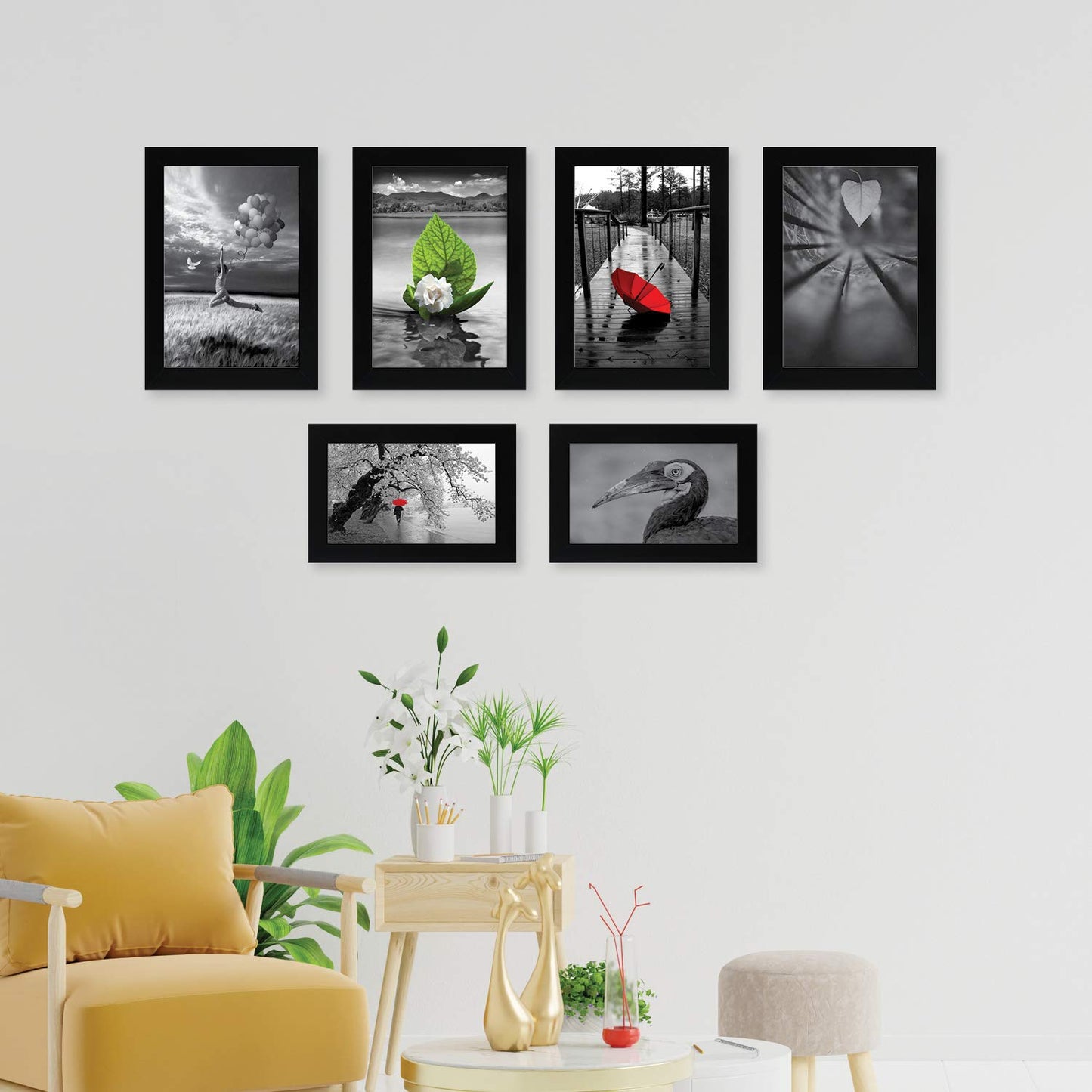 FRAME RANG Set of 6 Black Photo Frames (4 – 5x7 Inch, 2 – 4x6 Inch) | Wall Photo Frame Set for Gallery Wall & Home Décor